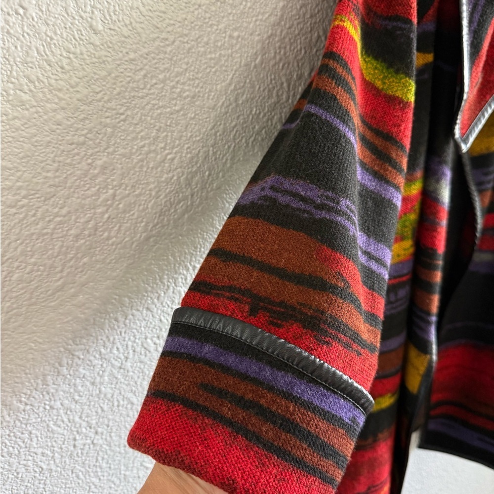 Ali Miles Southwestern Aztec Blanket Sweater/Jacket Size Large Cowl Neck - Picture 3 of 6